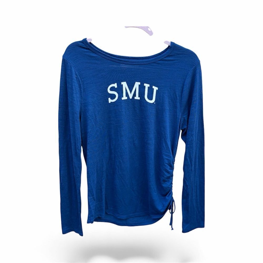 REDSHIRT SMU Collegiate Royal Blue Ruched Side Top Large Fan Football Sports